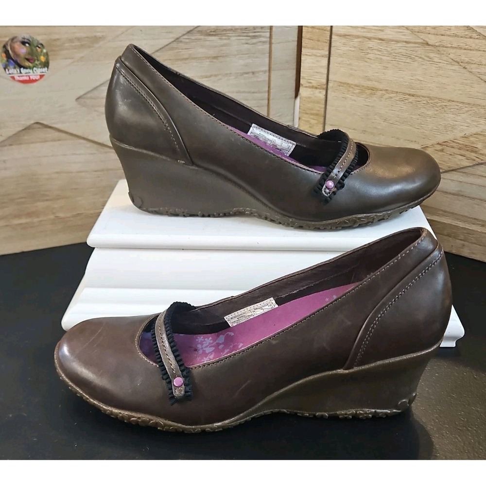 Merrell Petunia Mary Jane Leather  Wedge  Shoes Sz 8.5 Preppy Cottagecore #703